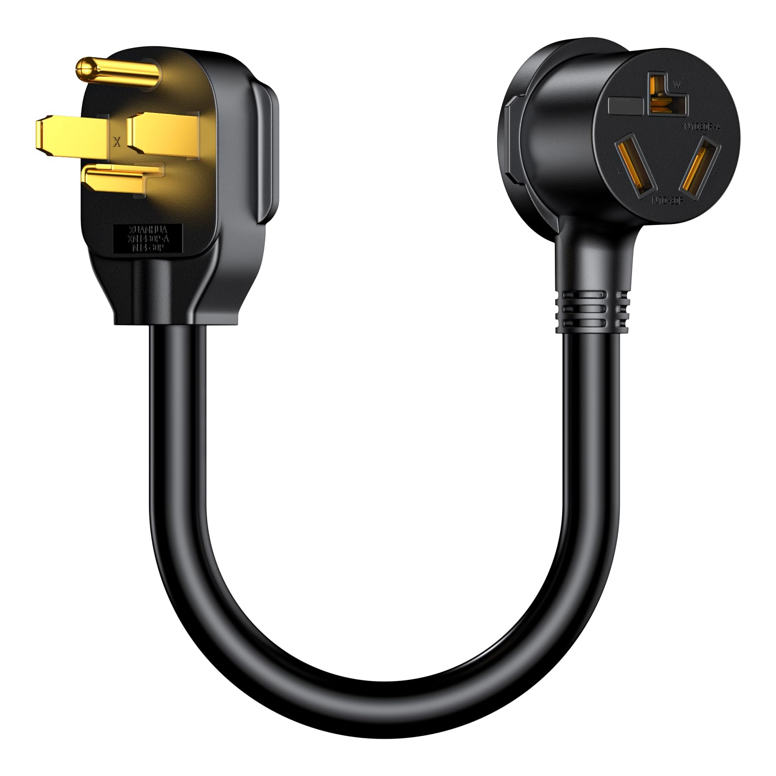 1.5Ft Dryer Outlet Adapter,3 Prong To 4 Prong Dryer Adapter, Nema 14 30P Male To 10 30R Female, Dryer Cord Adapter 4 To 3 Prong,